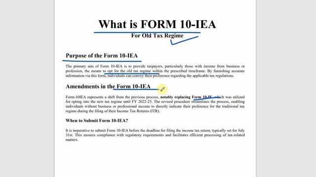 What Is Form 10 IEA And Process Of Filing Of Form 10 IEA  For Old Tax Regime