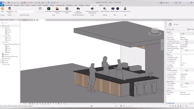 Coffee shop interior design in Revit Enscape tutorial ( part 2 ) смотреть онлайн