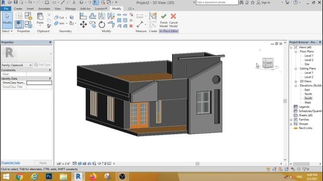 Exterior design Single floor house in revit. смотреть онлайн
