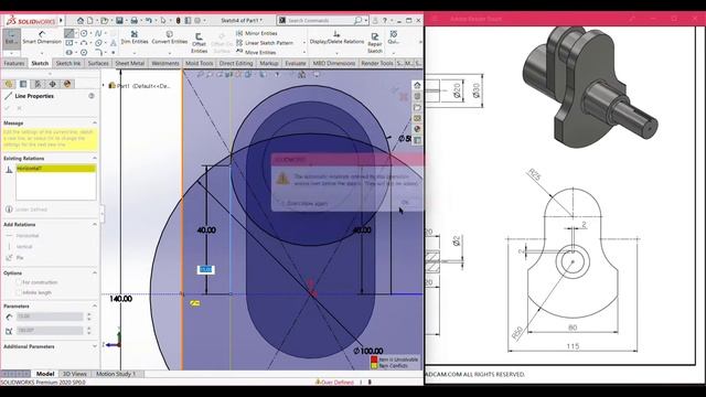 SolidWorks | 3D CAD EXERCISES 49 | StudyCadCam | Solution Tutorial | смотреть онлайн