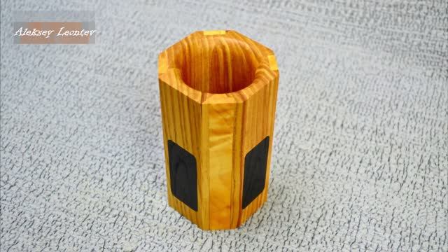 Карандашница из дерева / Wooden Pencil Holder