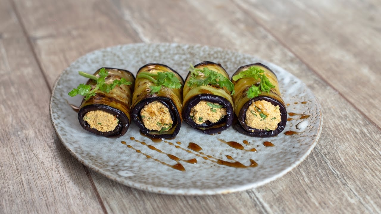 Восхитительные рулетики из баклажанов по-грузински. Баклажаны с орехами. смотреть онлайн
