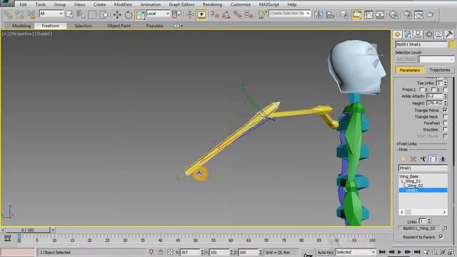 Adding Wings (Extra bones) to a Bi Ped in 3DS Max смотреть онлайн