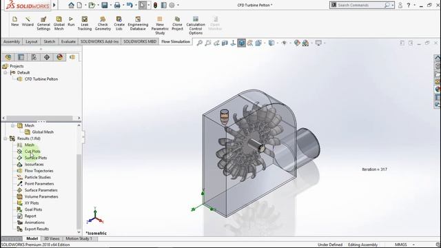 CFD Analysis Pelton Turbine Use Solidworks смотреть онлайн