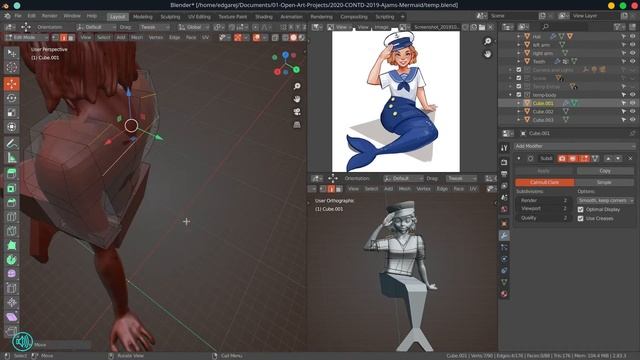 Ajams Mermaid Part 2 - Blender 3D Sculpting Narrated Timelapse смотреть онлайн