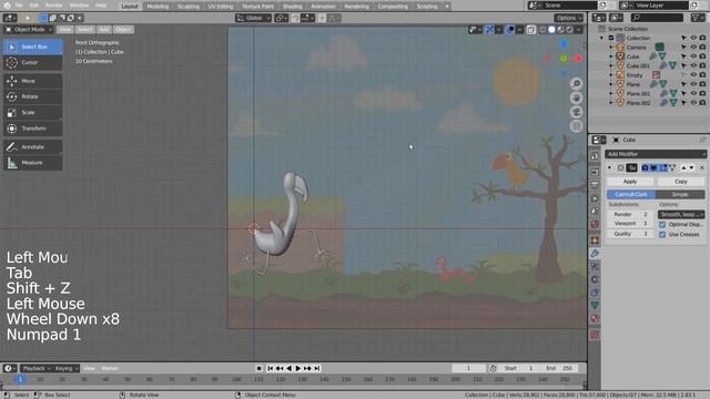 Cartoon flamingo Blender Tutorial смотреть онлайн