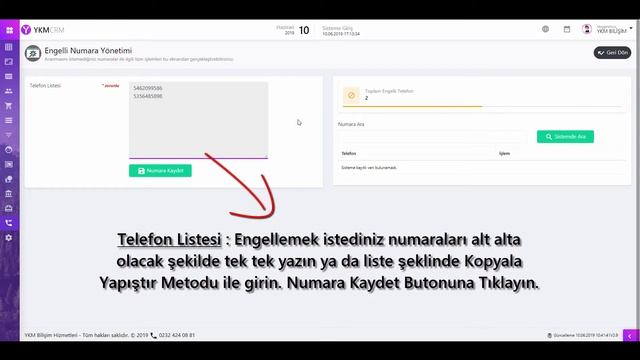 Engelli Numaralar (Blacklist) Modülü - YKM CRM Çağrı Merkezi Otomatik Arama Yazılımları смотреть онлайн