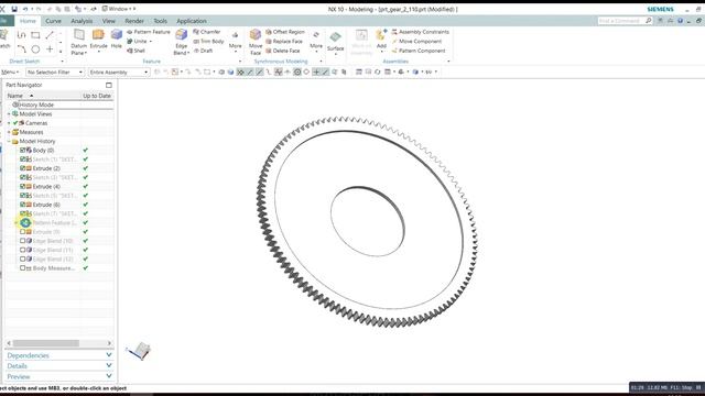 Siemens Nx tutorial Design Gear in NX siemens 10 PLM software смотреть онлайн