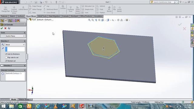 SolidWorks-extrude cut2 смотреть онлайн
