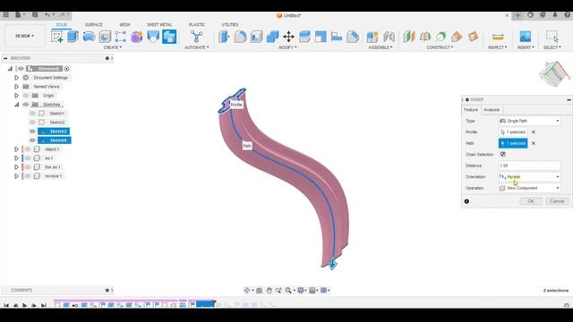 Sweep in Fusion 360 смотреть онлайн