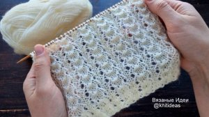 Простой и красивый ажурный узор спицами!