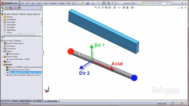 SOLIDWORKS Simulation - Beam Shear & Moment Diagrams смотреть онлайн