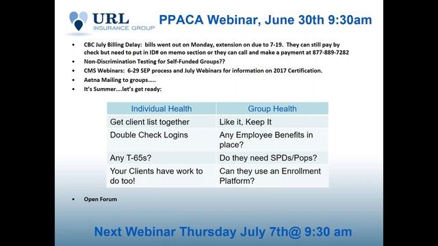 Weekly PPACA Update Webinar 6-30-16 смотреть онлайн