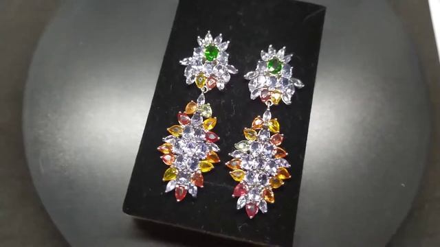 Серьги. Натуральный танзанит сапфир хром диопсид. Серебро 925. С8843 смотреть онлайн