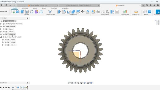 Aula 477 - Modelamento da Engrenagem com Cubo e Dentes Retos no Fusion 360 смотреть онлайн