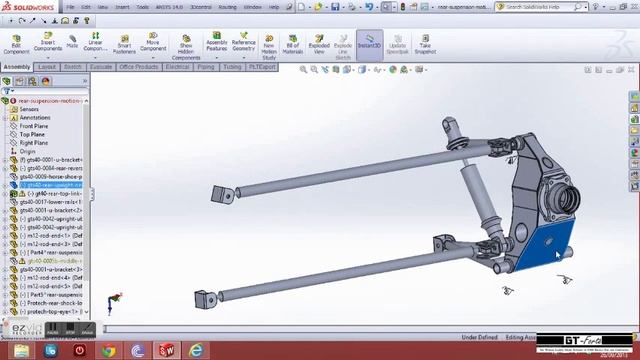 GT40 Rear suspension motion in Solidworks смотреть онлайн