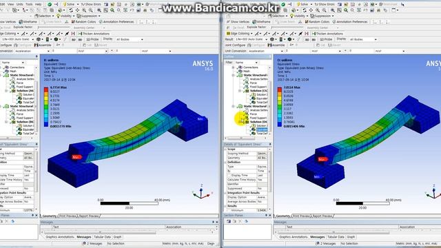 Simple beam analysis different contact condition and uniform load in ANSYS смотреть онлайн