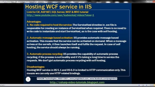 Part 30 Advantages and disadvantages of hosting wcf service in iis смотреть онлайн