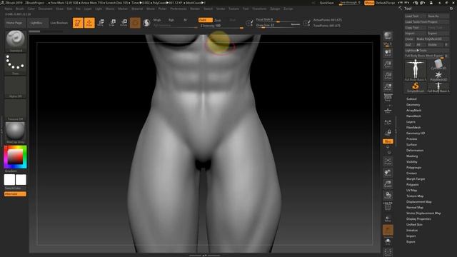 How to change Zbrush sculpting Brush Size,Intensity,Focas Shift смотреть онлайн