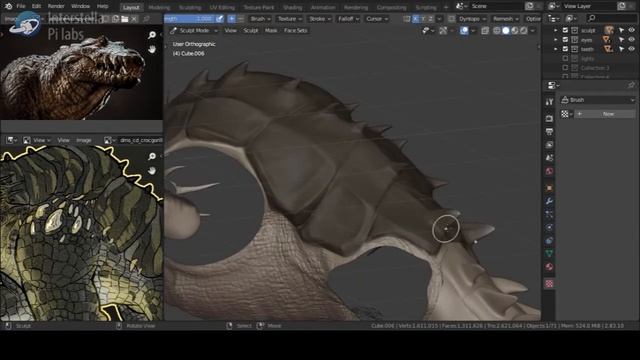 3D Creature Crocorilla Modeling Timelapse / PART 2 / Sculpting and UV map смотреть онлайн