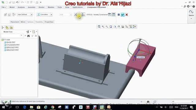 Creo Parametric - Tutorial 7, Part 1 of 2 (Assembly) - ARABIC смотреть онлайн