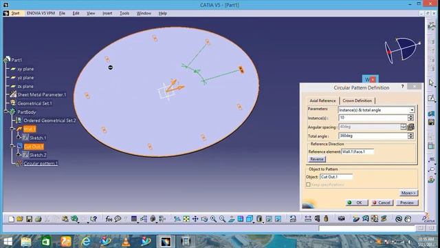Catia V5-circular pattern смотреть онлайн