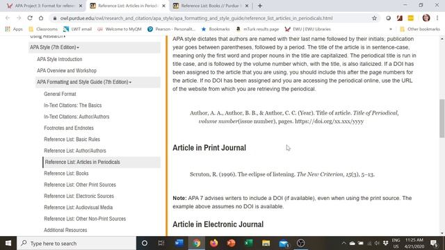 Scientific Principles: APA Project 3 Instructions смотреть онлайн