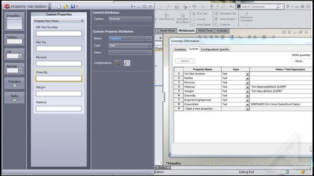 Solidworks Setup Property Tab Builder смотреть онлайн