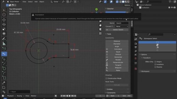 Learn CAD Sketcher | 13 | Intersection Workflow | Beginners Blender 3D