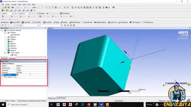 12- شرح أمر PATTERN في نافذة التصميم (DESIGNMODELER) ANSYS WORKBEANCH FLUENT TUTORIAL смотреть онлайн