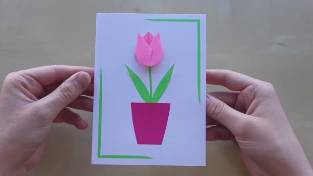 3D открытка с цветами для Мамы на 8 МАРТА! Поделки своими руками! смотреть онлайн