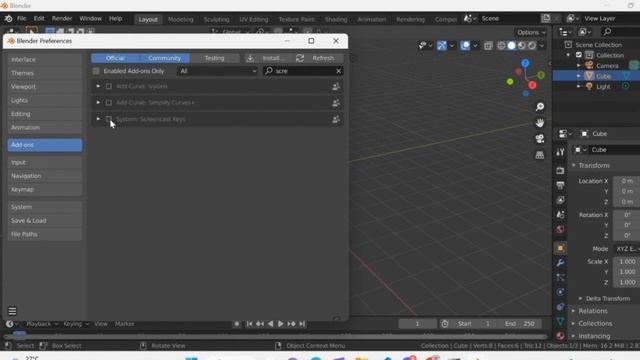 Screencast Keys - Blender