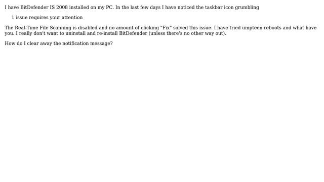 Cannot clear away BitDefender Internet Security system tray message смотреть онлайн