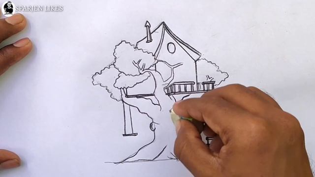 How to draw Nature Tree House|easy pencil sketch|s likes смотреть онлайн