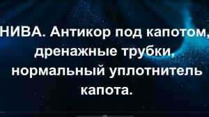 НИВА. Антикор, дренажные трубки, уплотнитель капотв. Июль 2020г.