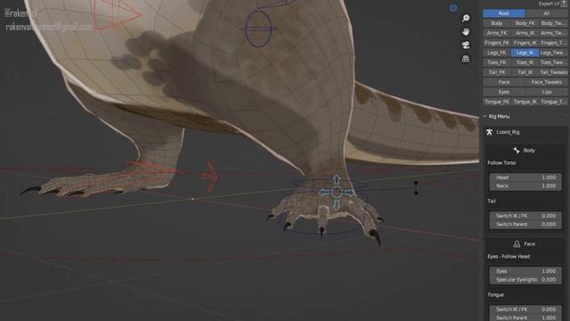 Stylized Lizard body rig demo | Made in Blender смотреть онлайн