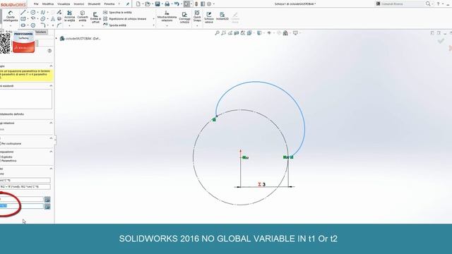 NO GLOBAL VARIABLE in t1 of curve driven by equation solidworks смотреть онлайн