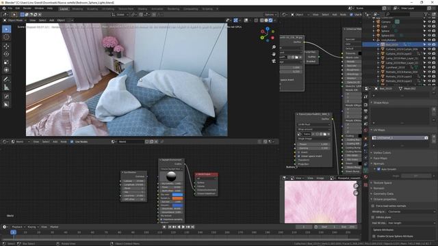 Bedroom scene Octane for Blender test (real time video). смотреть онлайн