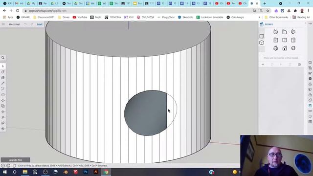 Tutorial: Cutting a hole in cylinder using SketchUp Free. смотреть онлайн