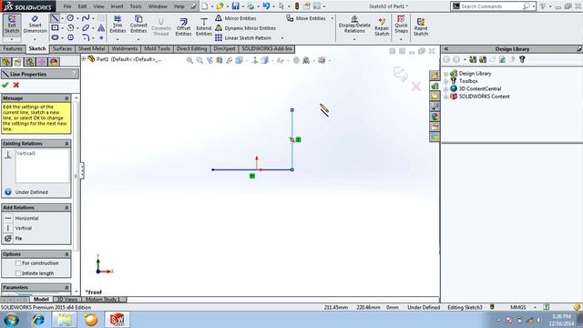 Solidworks 2015 Line Command смотреть онлайн