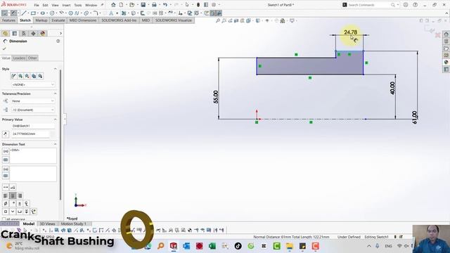 Project 02: V8 Engine - 07. CrankShaft Bushing - Solidworks Tutorial