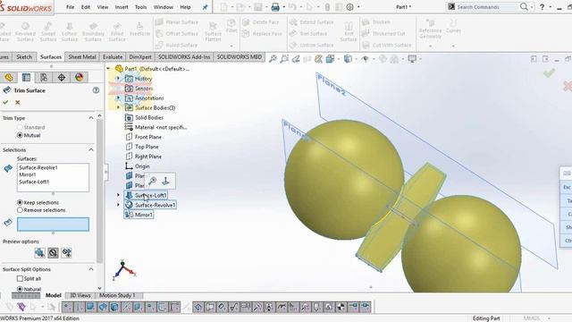 「DESIGN 20」 HOW TO USE LOFT SURFACE - SOLIDWORKS смотреть онлайн