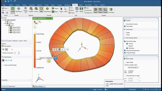 ANSYS SpaceClaim: Meshing | How to generate a high quality hexahedral mesh for a wave washer смотреть онлайн
