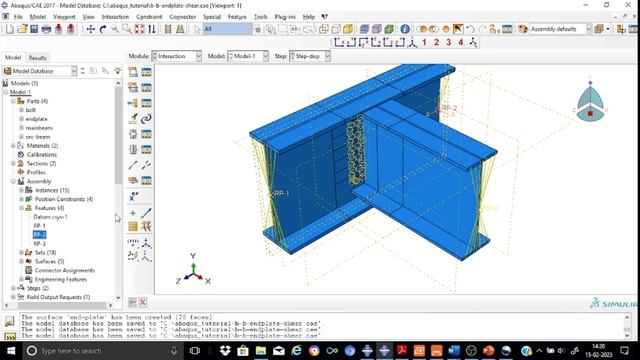 Abaqus tutorial - 15: Analysis of beam-beam end plate shear connection смотреть онлайн