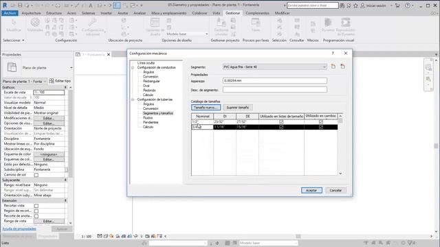 Revit MEP 2019 (Fontaneria) Diámetro y propiedades - Tutorial básico 05 смотреть онлайн