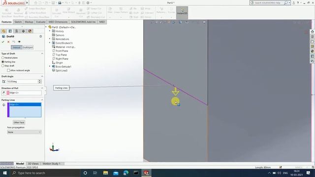 Draft feature in solidworks , How to use draft feature in solidworks 2020 . смотреть онлайн