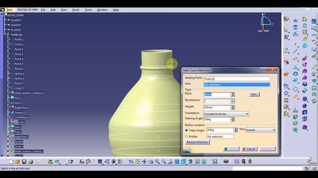 CATIA V5 Tutorial - Surface Modeling - Rendering - Design Plastic Bottle