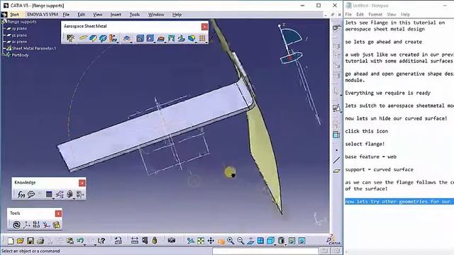 Learn catia V5 Tutorials for beginners |Aerospace Sheet Metal Design | Surfacic flange | Part 2 смотреть онлайн