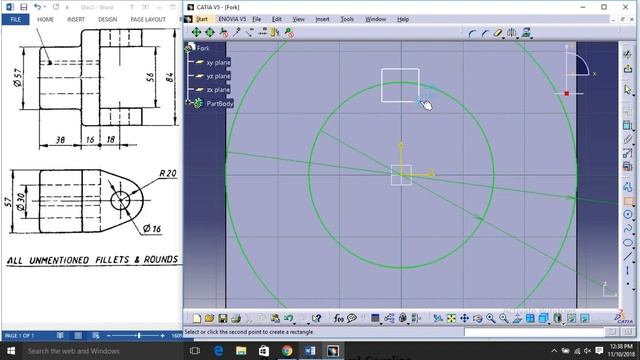 Universal coupling CATIA V5 Tutorial - Fork (Part1) смотреть онлайн