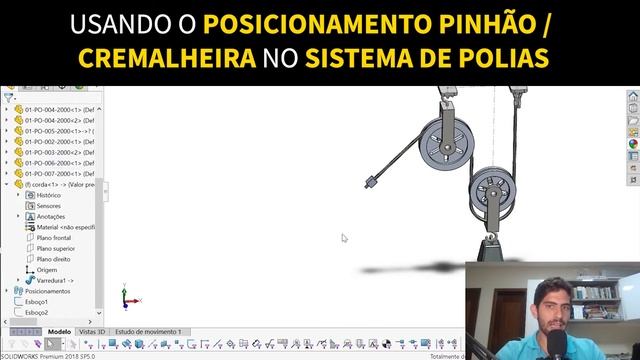 USANDO O POSICIONAMENTO PINHÃO / CREMALHEIRA NO SISTEMA DE POLIAS | SOLIDWORKS | ALLAN ASSAD смотреть онлайн